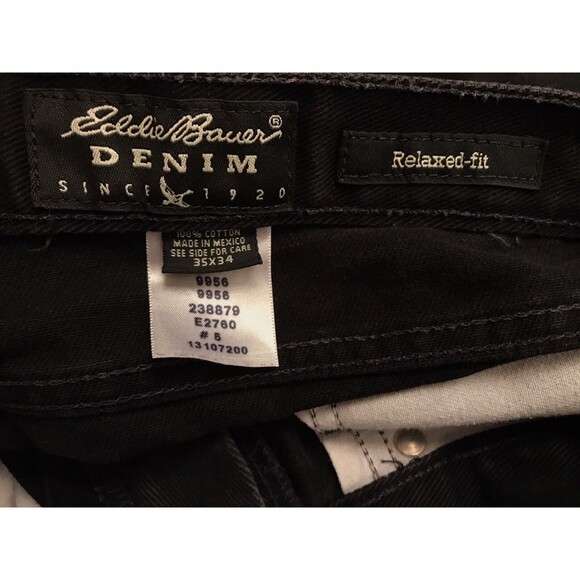 Eddie Bauer Jeans Relaxed Fit Straight Leg Black Denim 100% Cotton 35x34 Classic - Picture 4 of 4